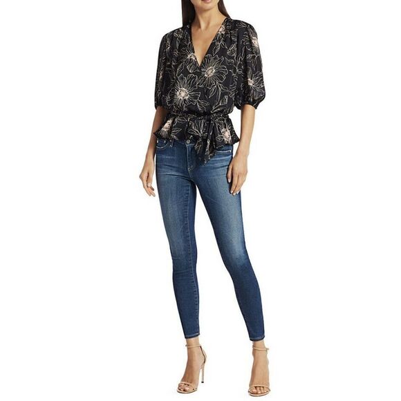 NWT- Joie 'Macie' Tonal-Floral Print Wrap-Style Top, Fuchsia - Size XXS $228 - Picture 1 of 12